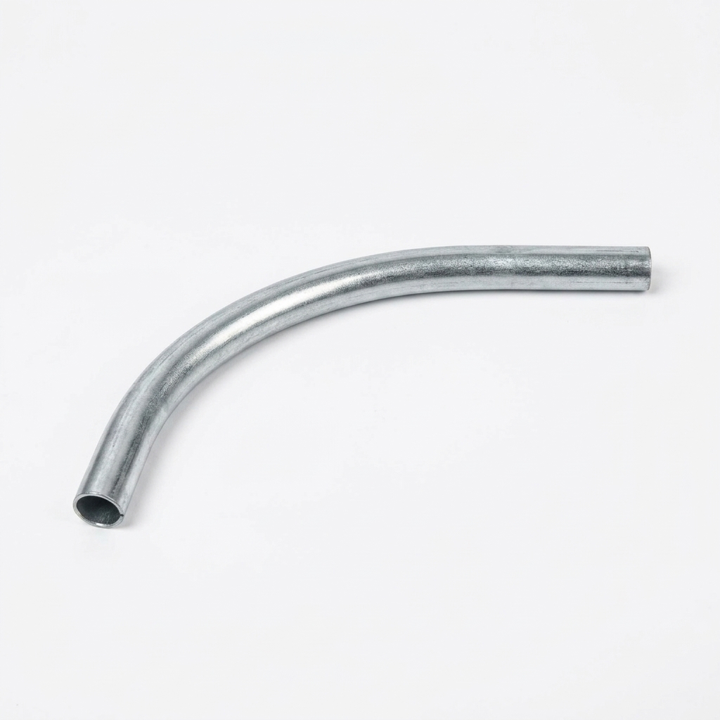CODO DE 90 GRADOS EMT, TAMAÑO 1/2", PREGALVANIZADO LONGITUD: 245 MM.